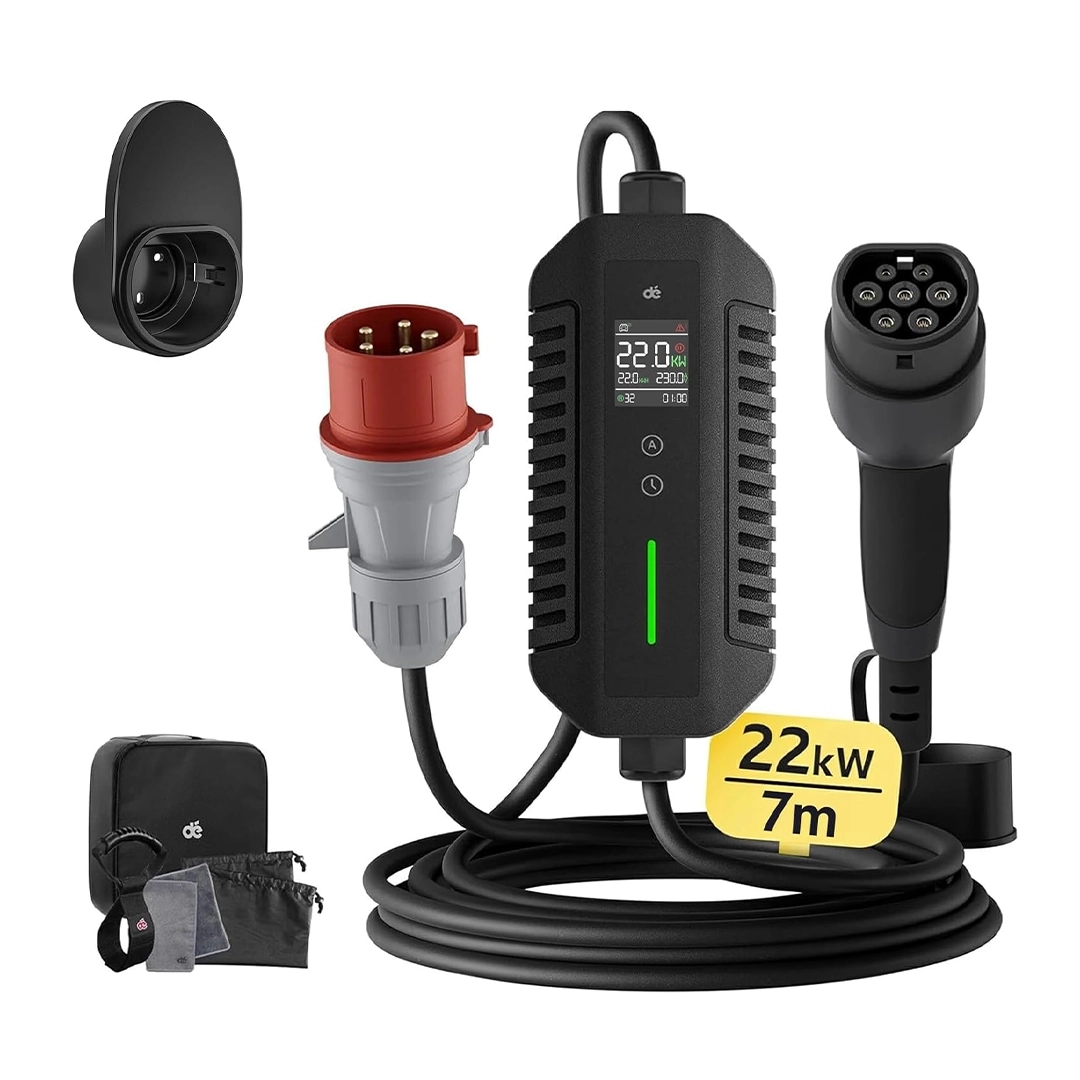 dé állítható erősségű hordozható töltő elektromos autóhoz 22kW, 32A, CEE 32A, Type2, 7m - Image 2