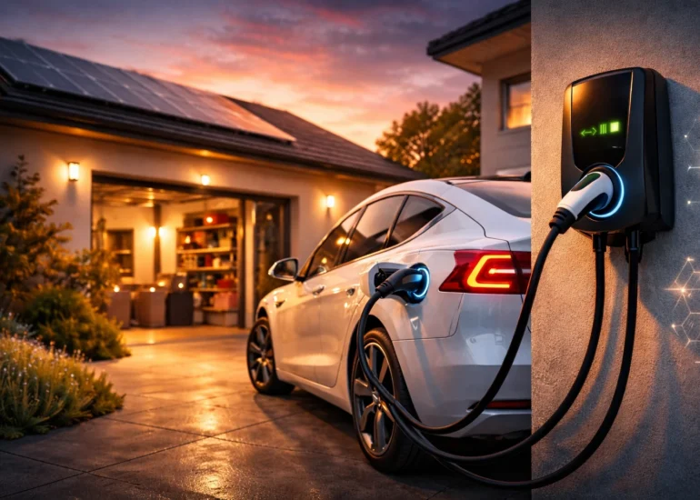 Elektromos aut&oacute; t&ouml;lt&eacute;se otthon