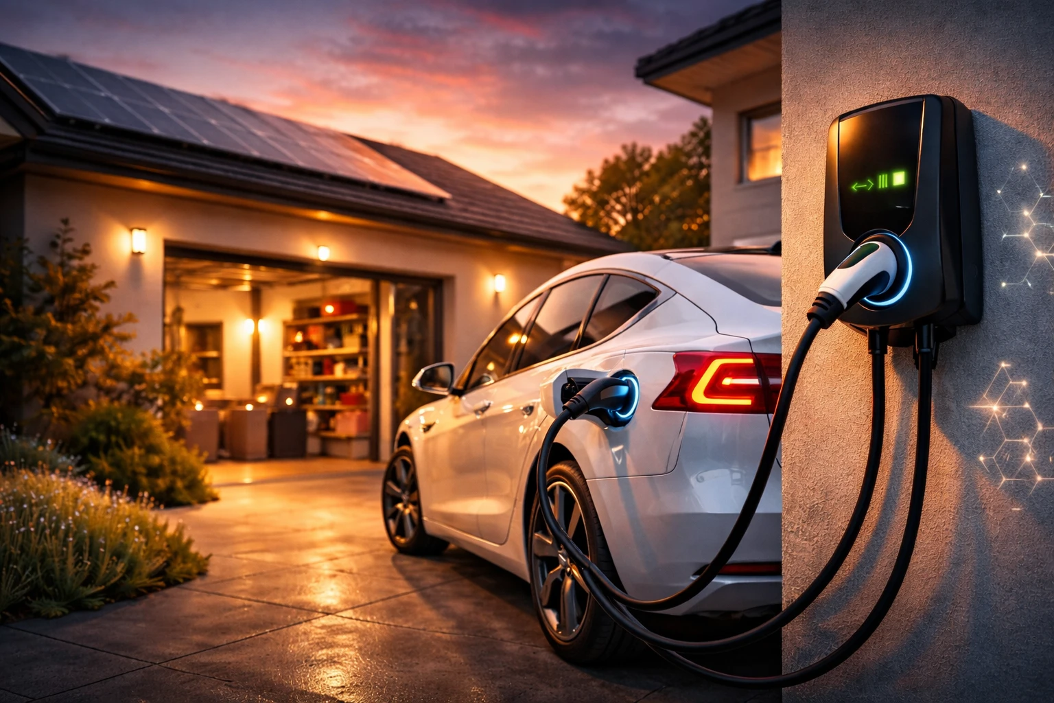 Elektromos aut&oacute; t&ouml;lt&eacute;se otthon